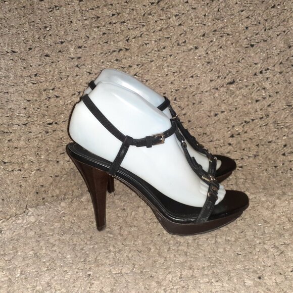 TOD'S-Black Suede T-Strap Strappy Studded Sandals-Sz 38.5/8-Excellent - Picture 5 of 8